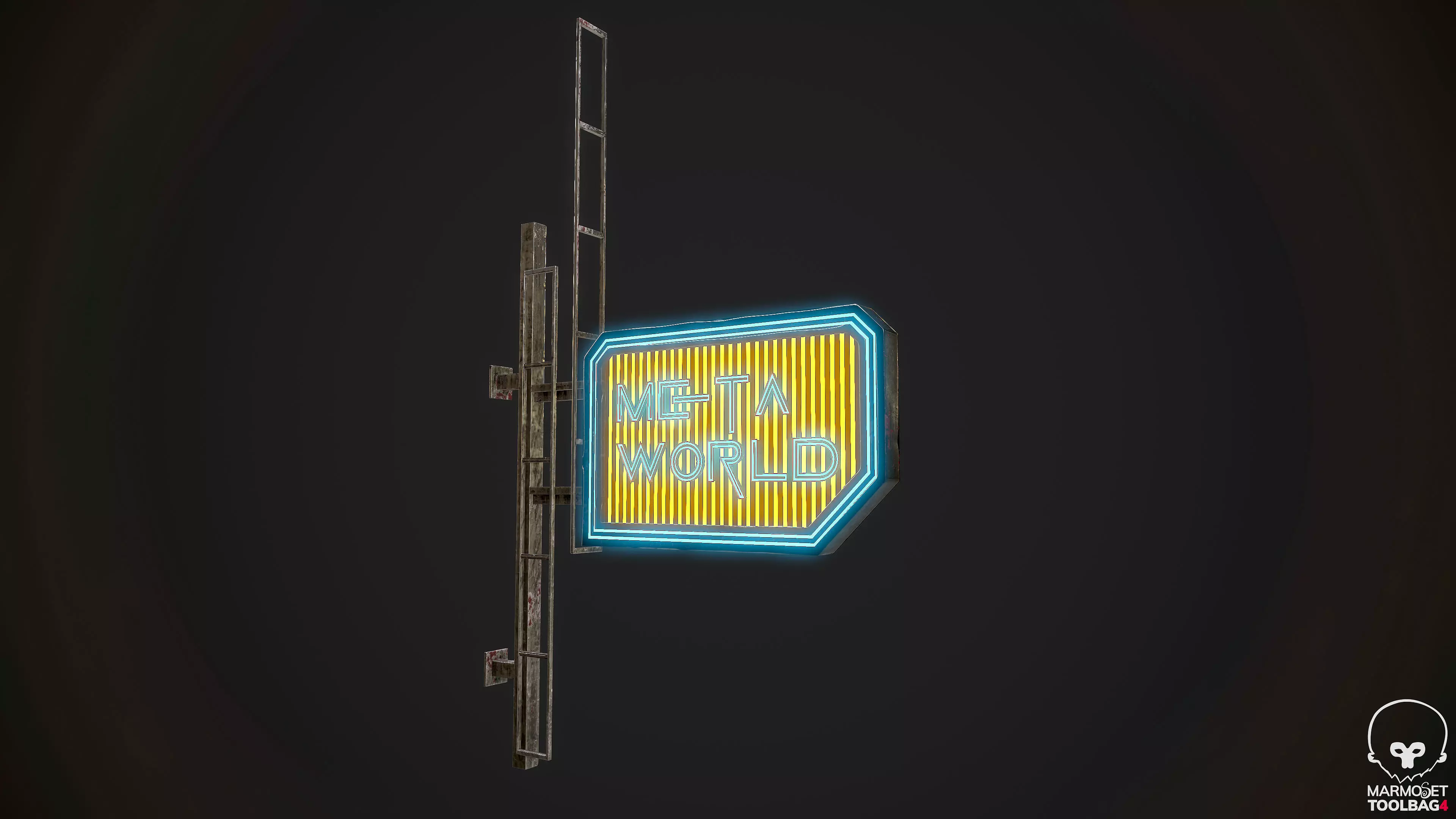 MetaWorld Neon signs Cyberpunk Optimized FOr games Low-poly 3D model