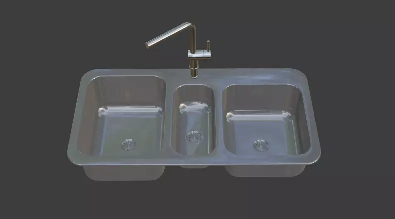 Triple Sink Free 3D model_0