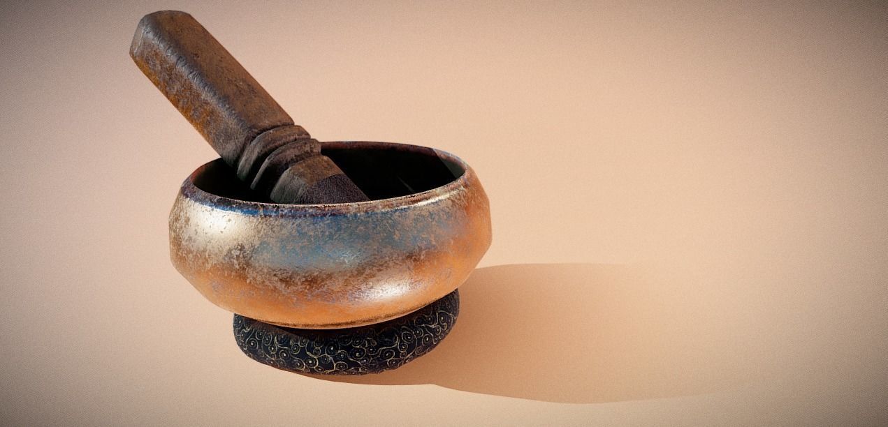 Mortar and pestle Low-poly 3D model_3