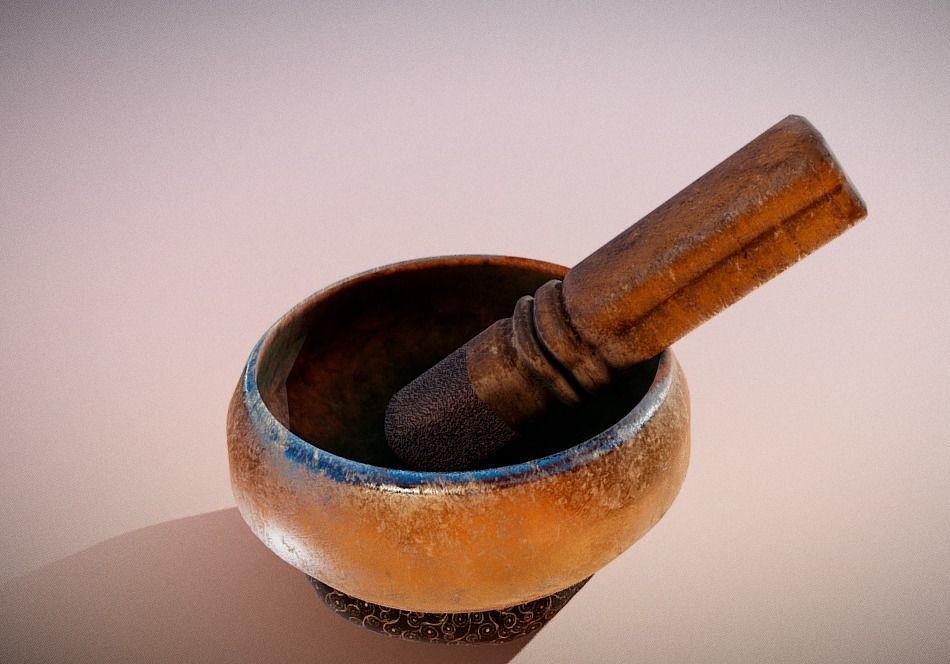 Mortar and pestle Low-poly 3D model_2