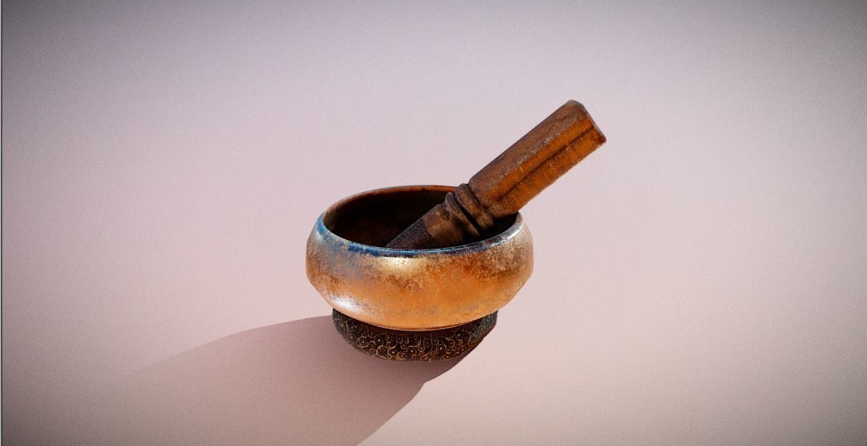 Mortar and pestle Low-poly 3D model_4