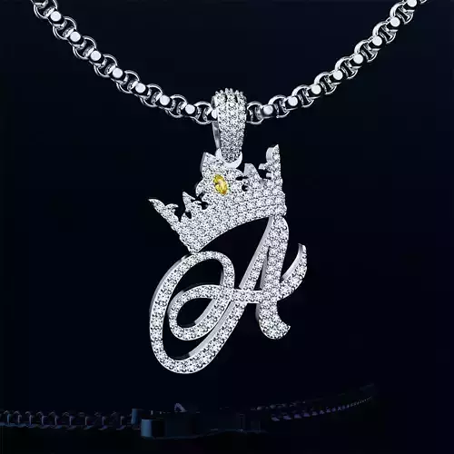 Crown and letter A pendant 3D print model