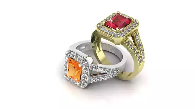 Emerald Cut Gold Ring 3D print model