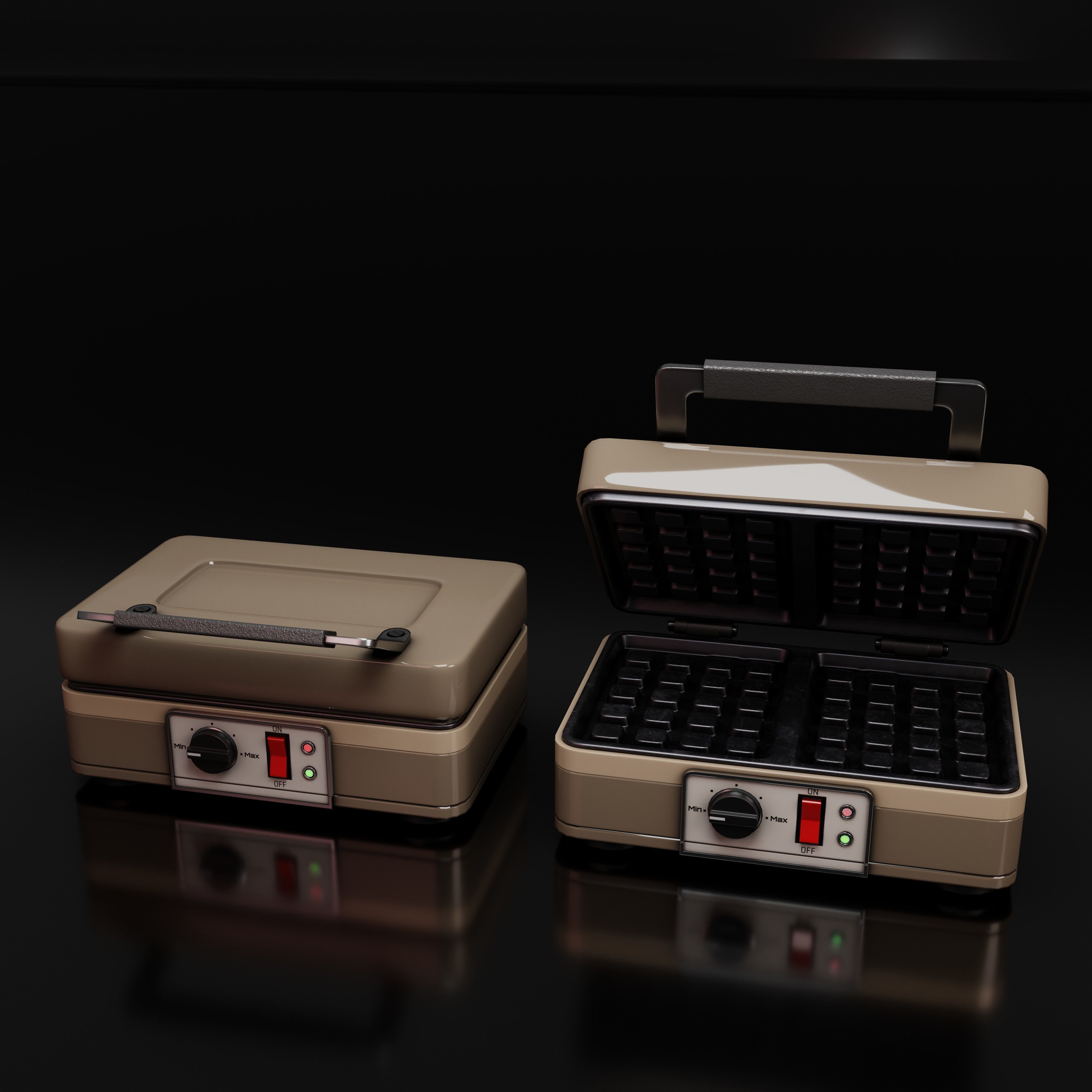 Waffle Maker Low-poly 3D model_2