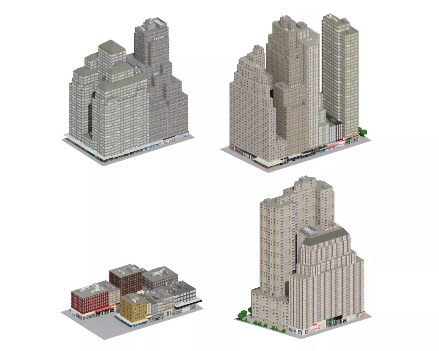 City Downtown Skyscraper Low-poly 3D model_0