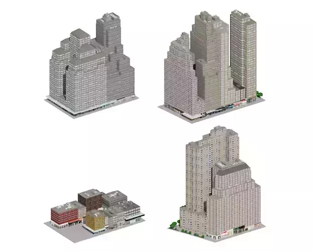 City Downtown Skyscraper Low-poly 3D model