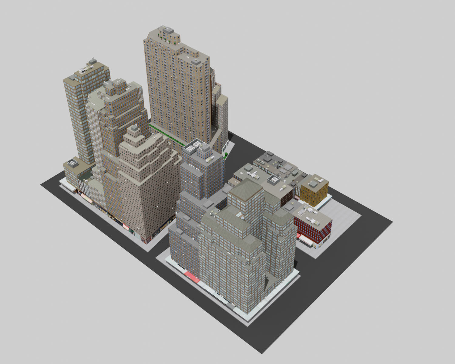 City Downtown Skyscraper Low-poly 3D model_7