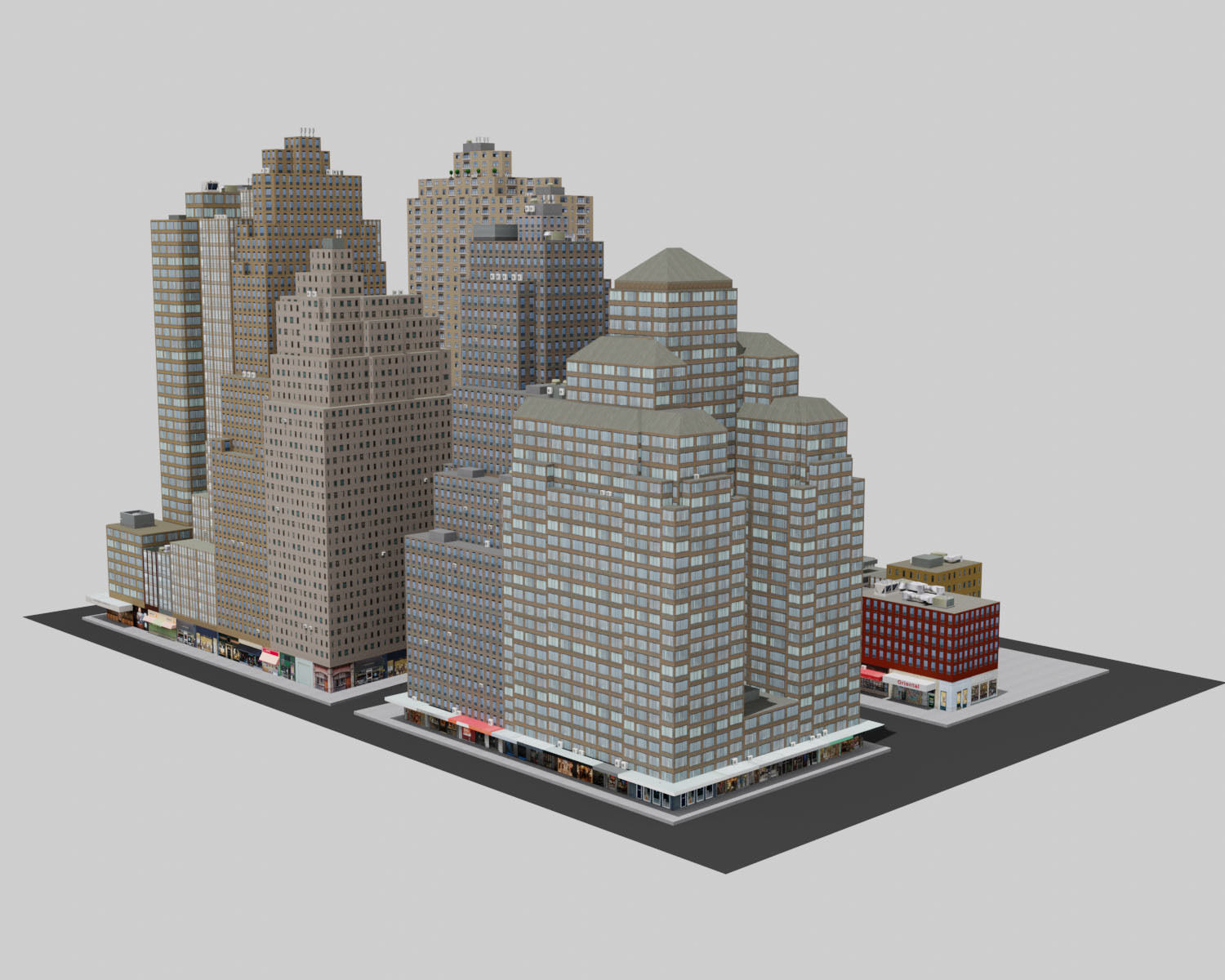 City Downtown Skyscraper Low-poly 3D model_6