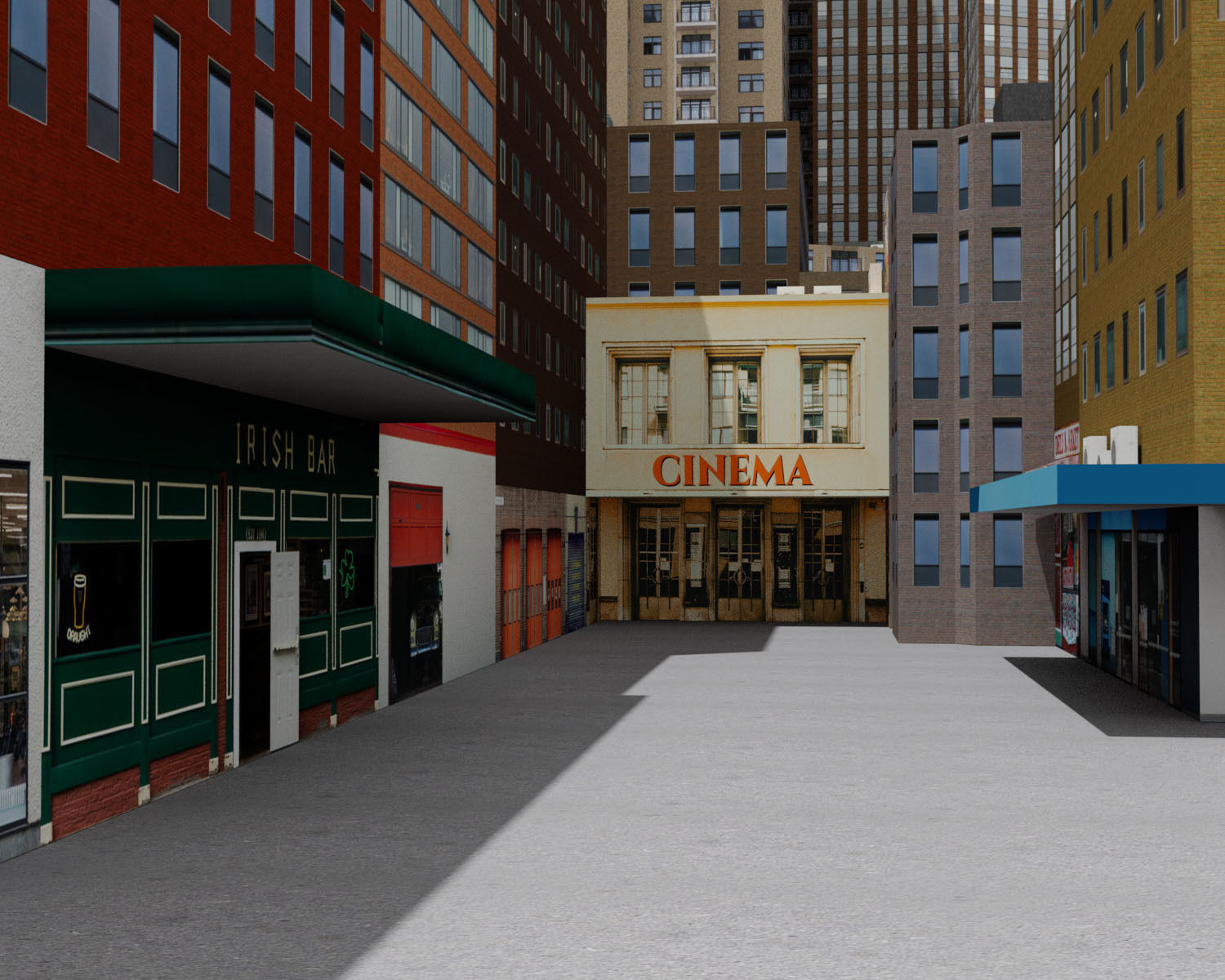 City Downtown Skyscraper Low-poly 3D model_1