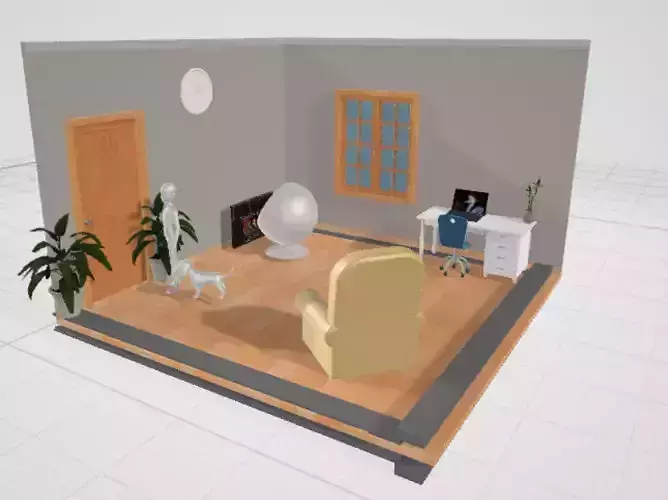 Room-Decore room with chair and clock