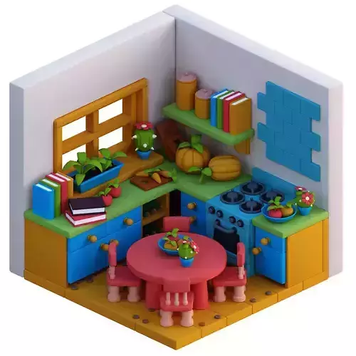 Isometric Kitchen room 3d model