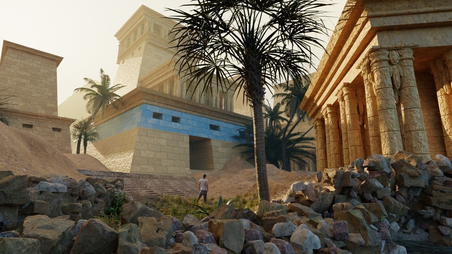 egyptian temple scene made in blender 3D model_2