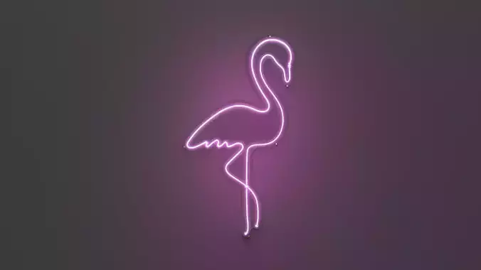 Flamingo - Neon Sign 3D model