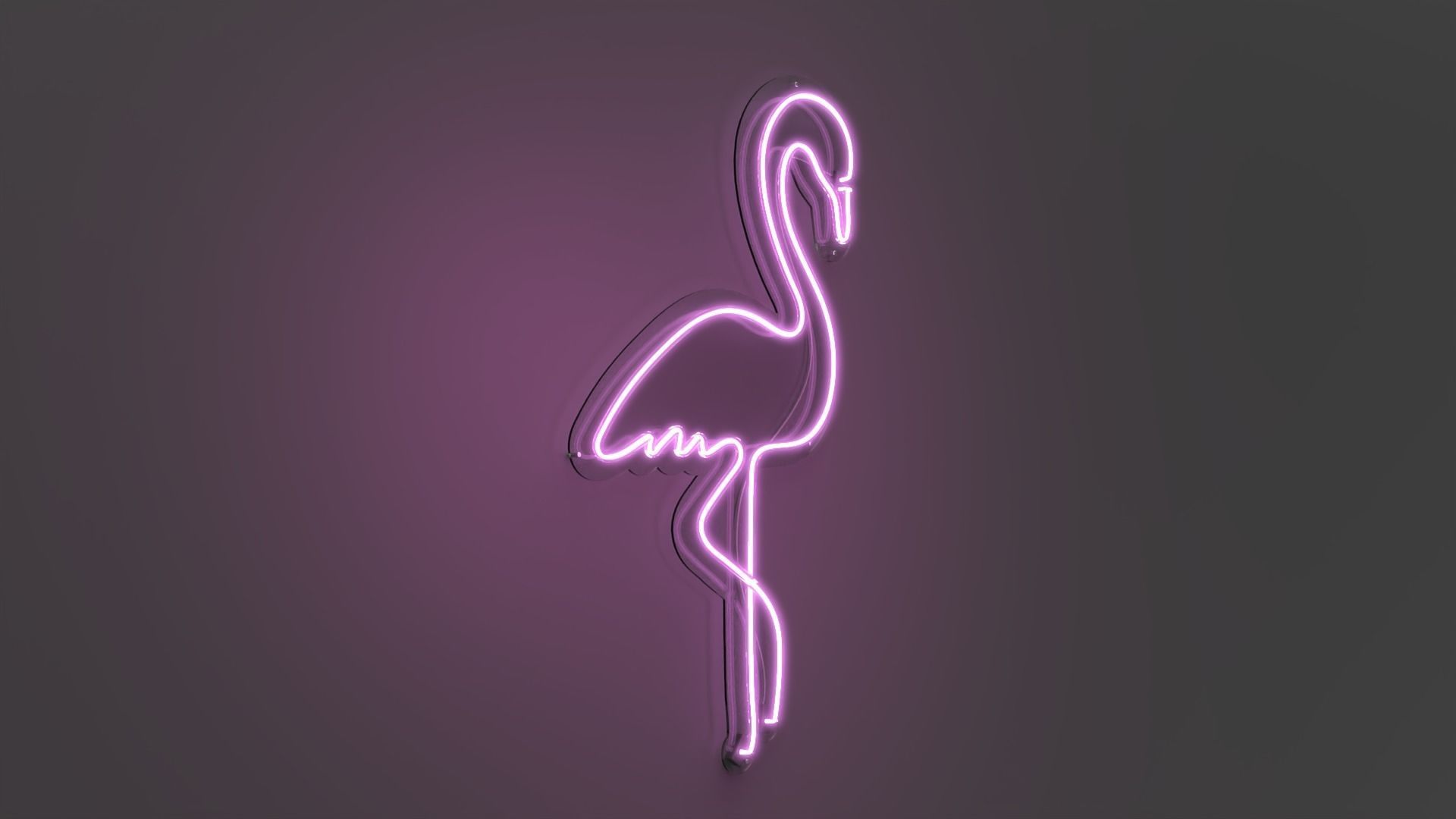 Flamingo - Neon Sign 3D model_5