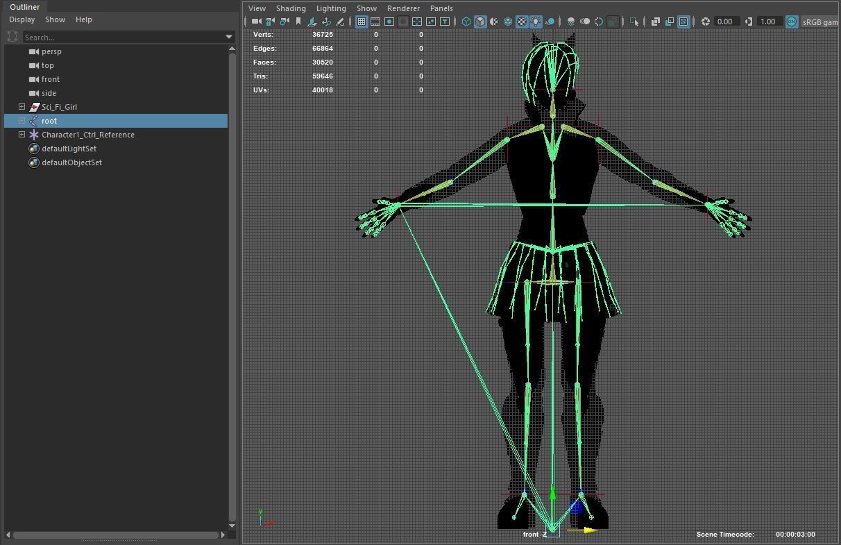 Sci-Fi Girl Low-poly 3D model_11
