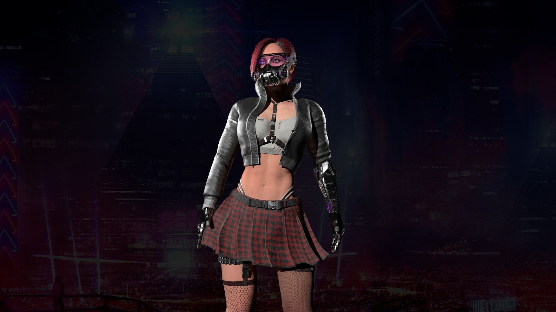 Sci-Fi Girl Low-poly 3D model_8