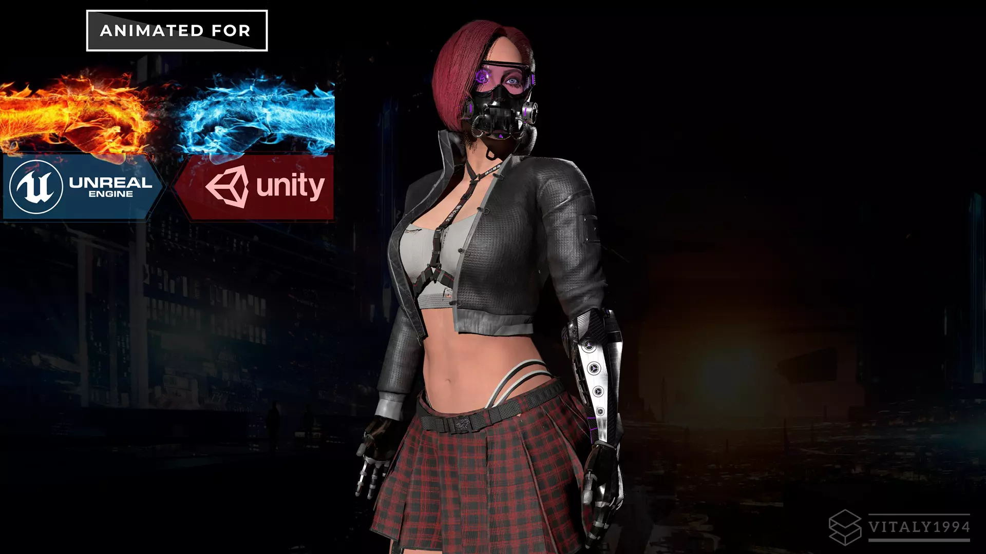 Sci-Fi Girl Low-poly 3D model_0