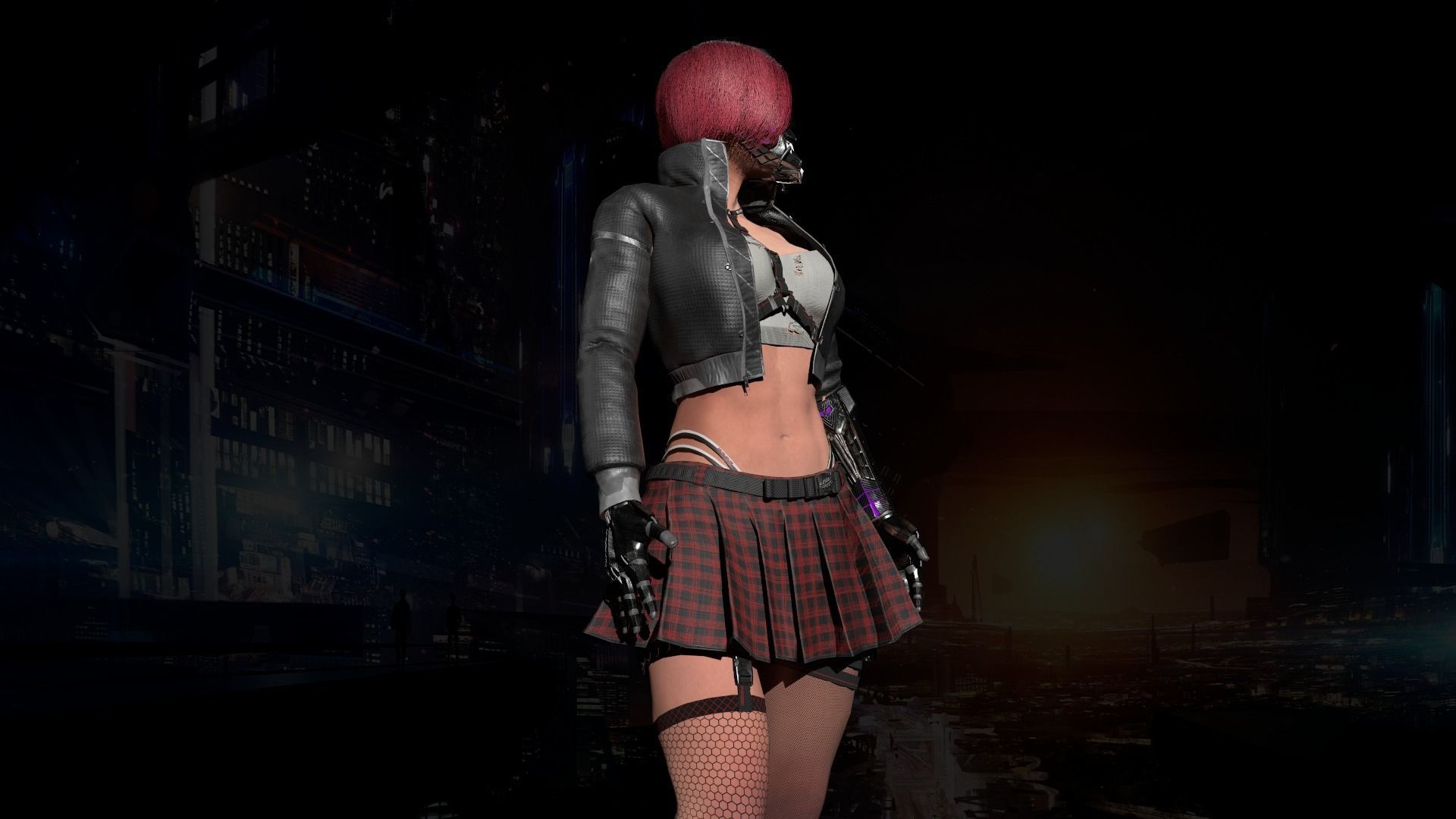 Sci-Fi Girl Low-poly 3D model_9