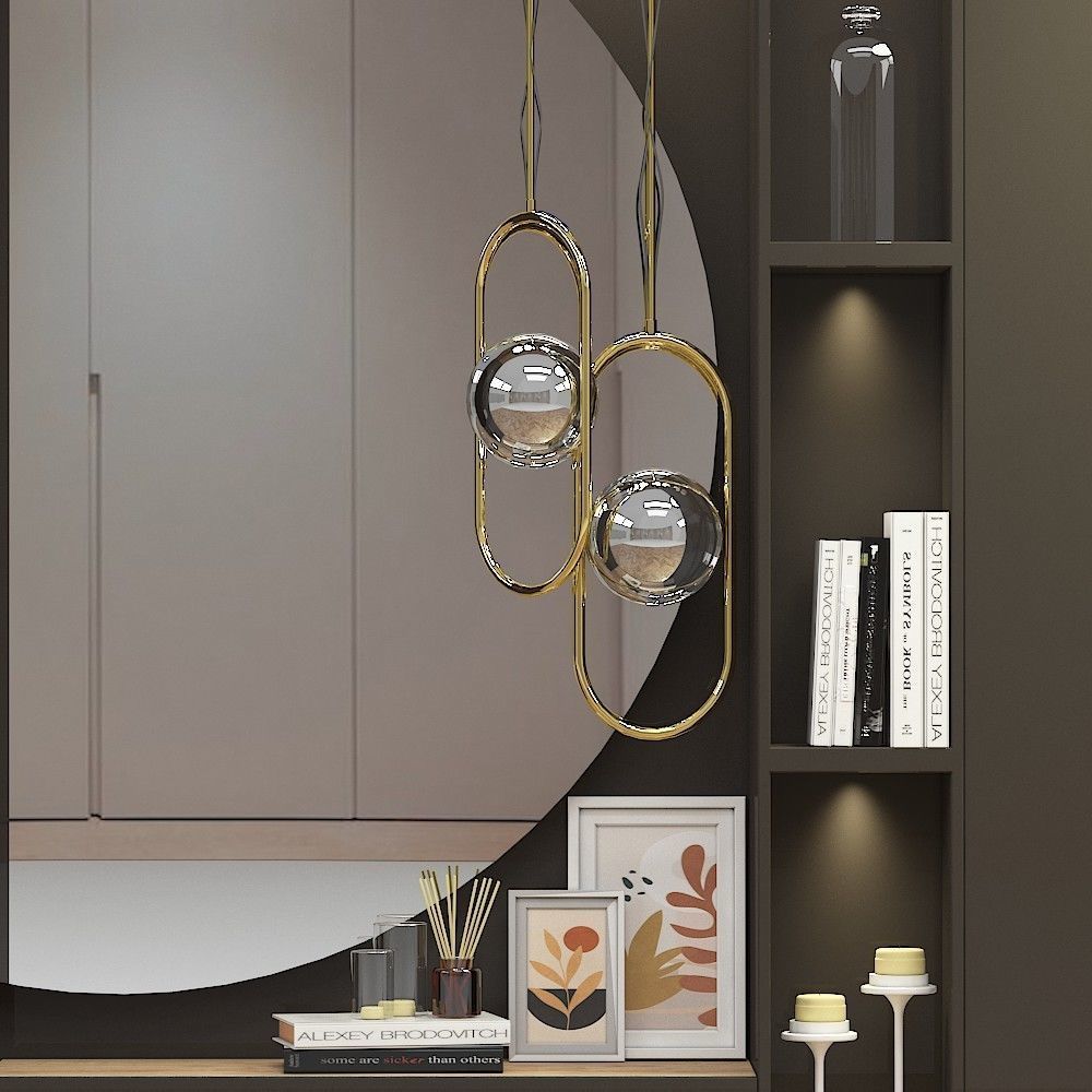 hallway modern wardrobe with mirror and bookshelf Free 3D model_3