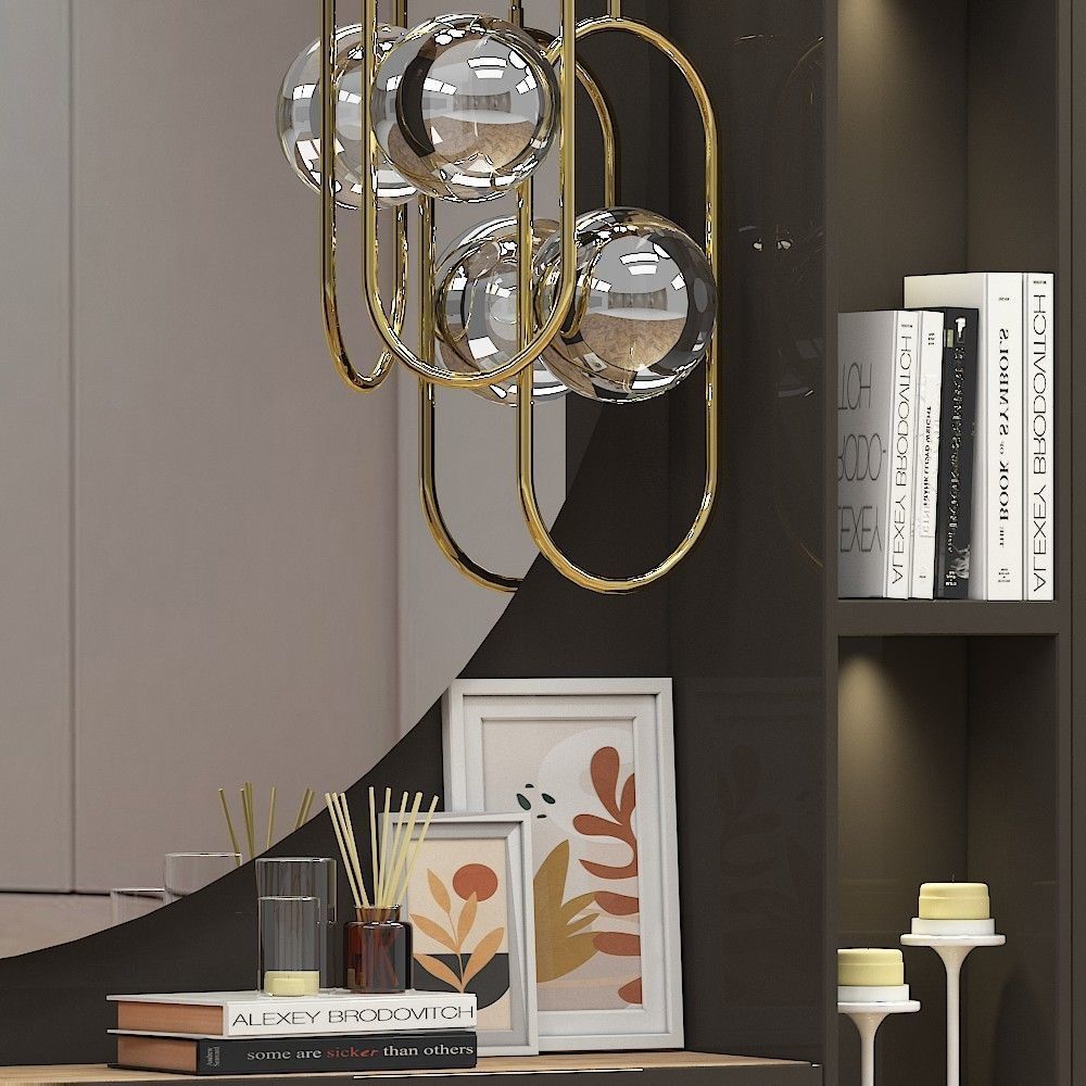 hallway modern wardrobe with mirror and bookshelf Free 3D model_2