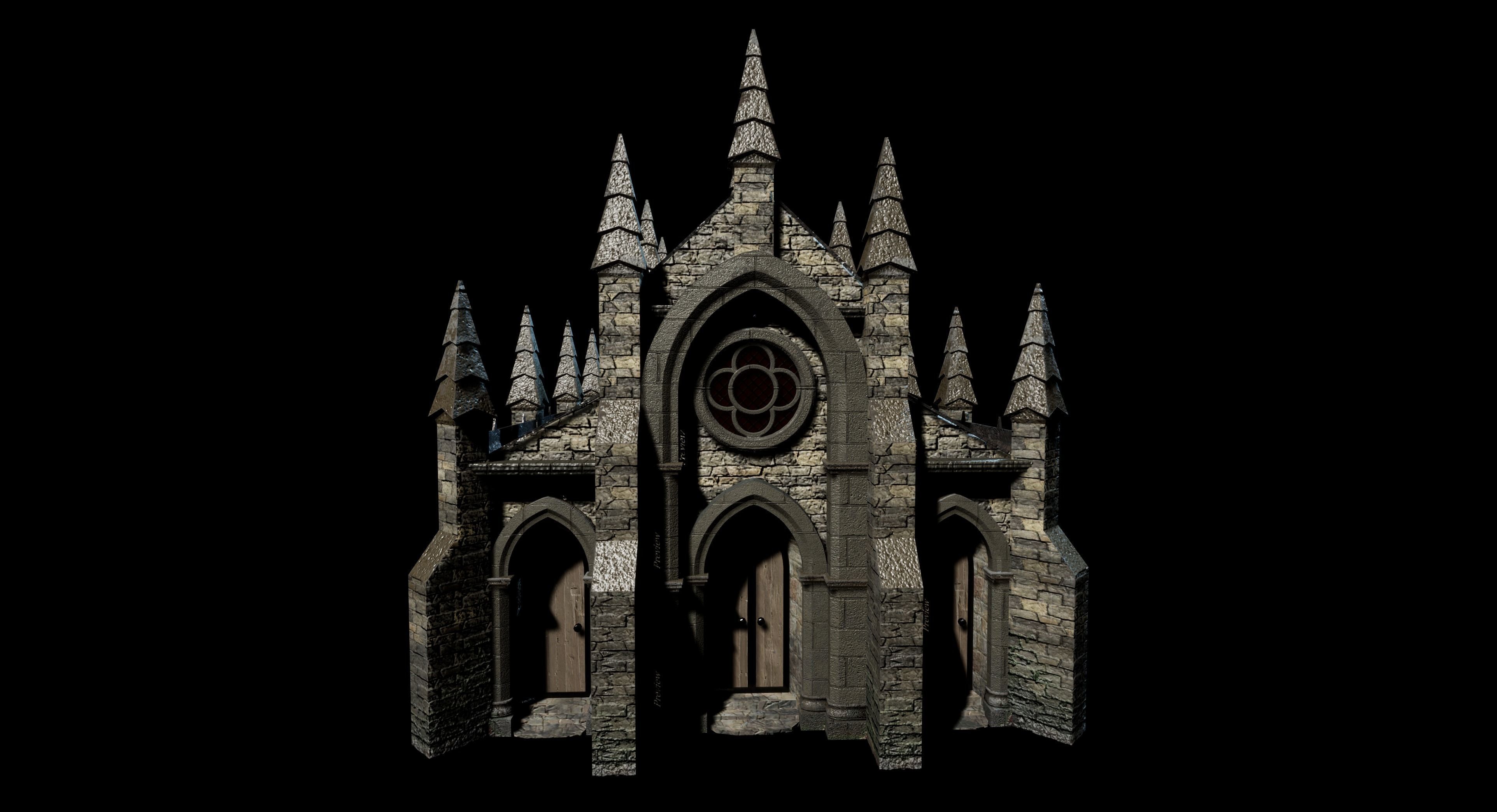 Gothic church 3D model_9