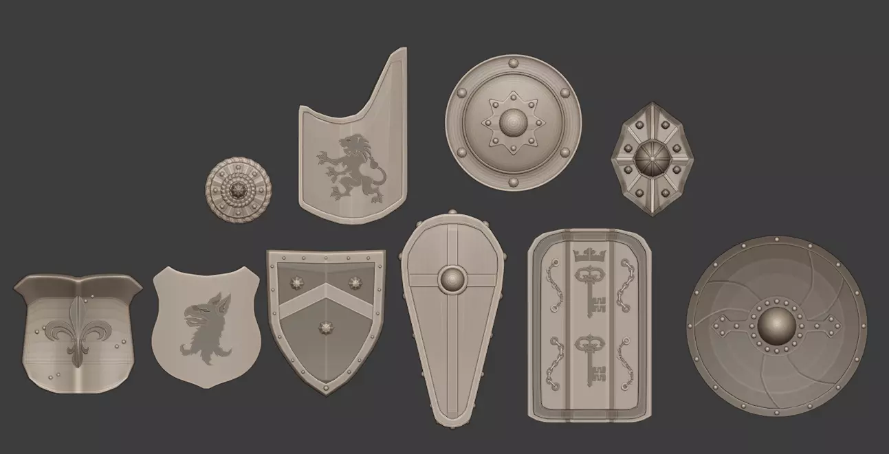 European Medieval Renaissance Weapons Shields Engraved 3D print model