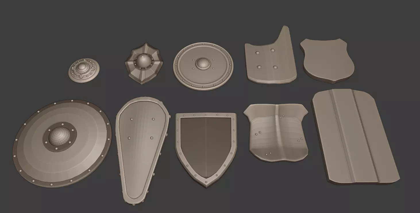 European Medieval Renaissance Weapons Shields Plain 3D print model_0