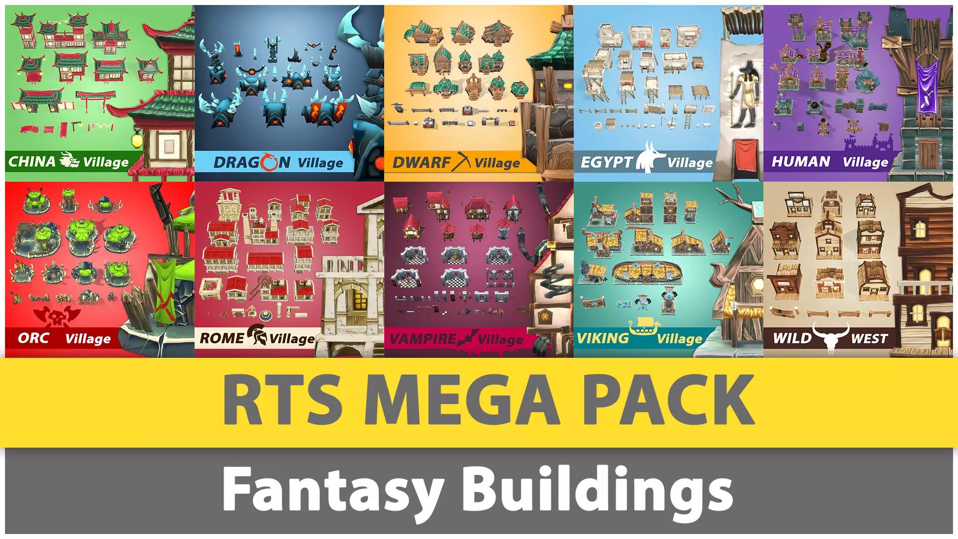 RTS Mega Pack Fantasy Buildings Low-poly 3D model_0