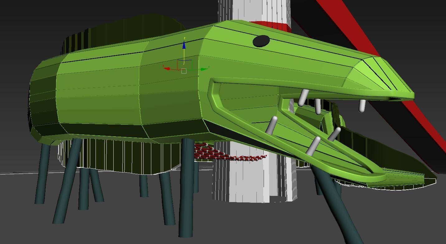 Wooden sea monster theme playground equipment 3D model_7