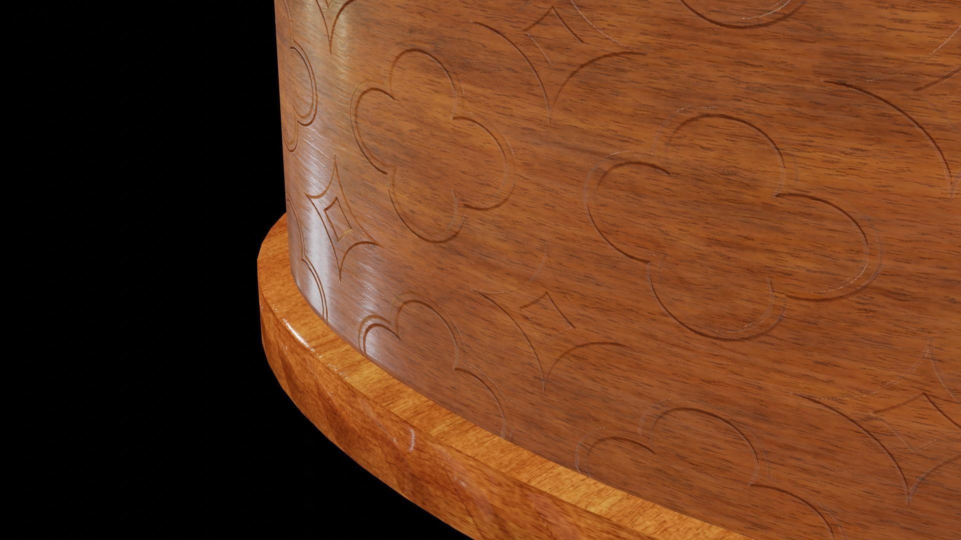 Wooden engraved angular table with classic lace 3D model_8