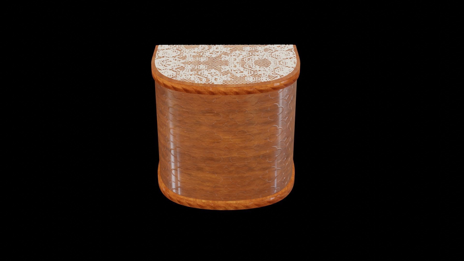 Wooden engraved angular table with classic lace 3D model_2