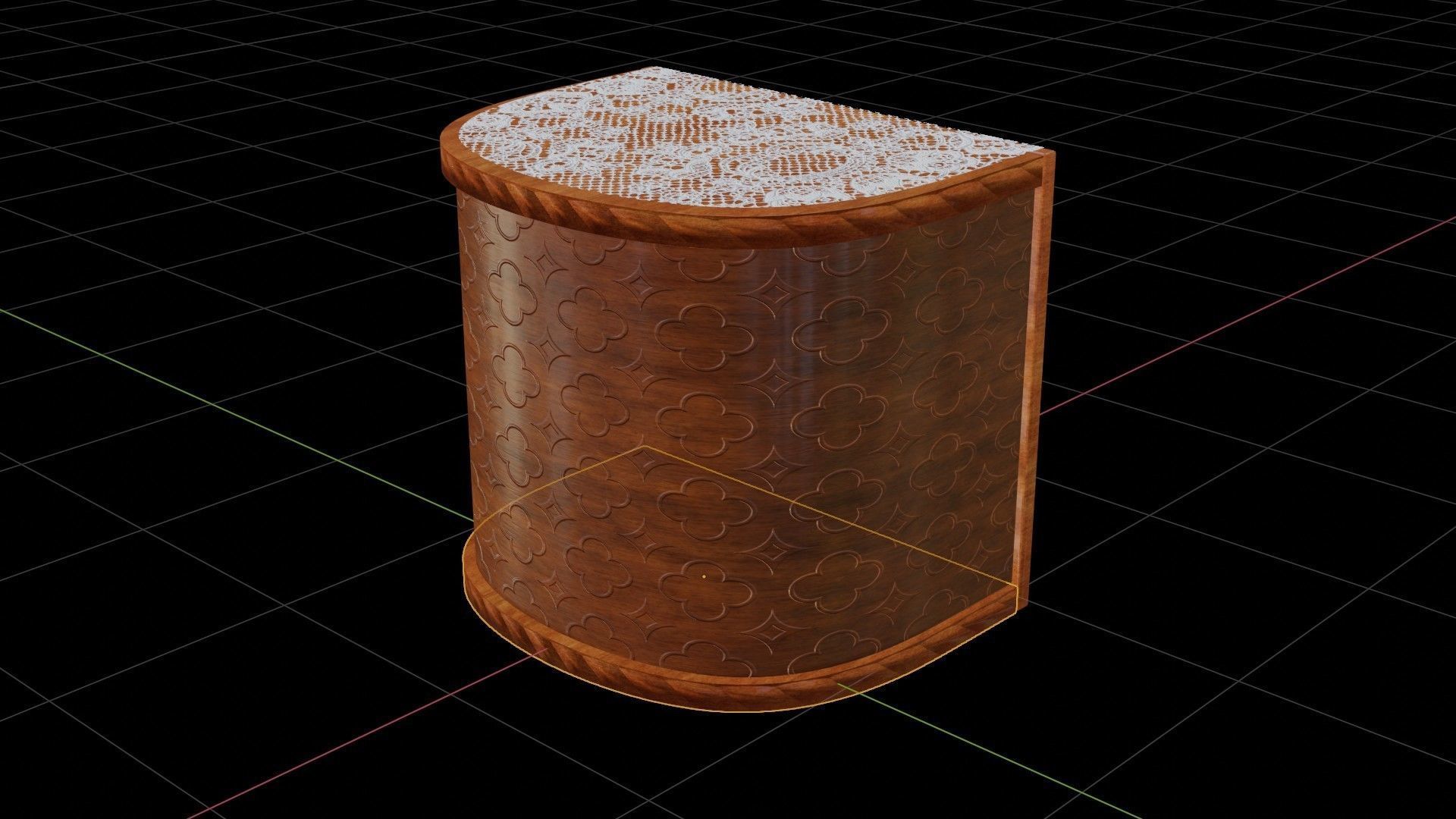 Wooden engraved angular table with classic lace 3D model_19