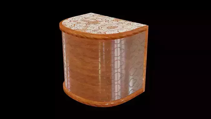 Wooden engraved angular table with classic lace 3D model