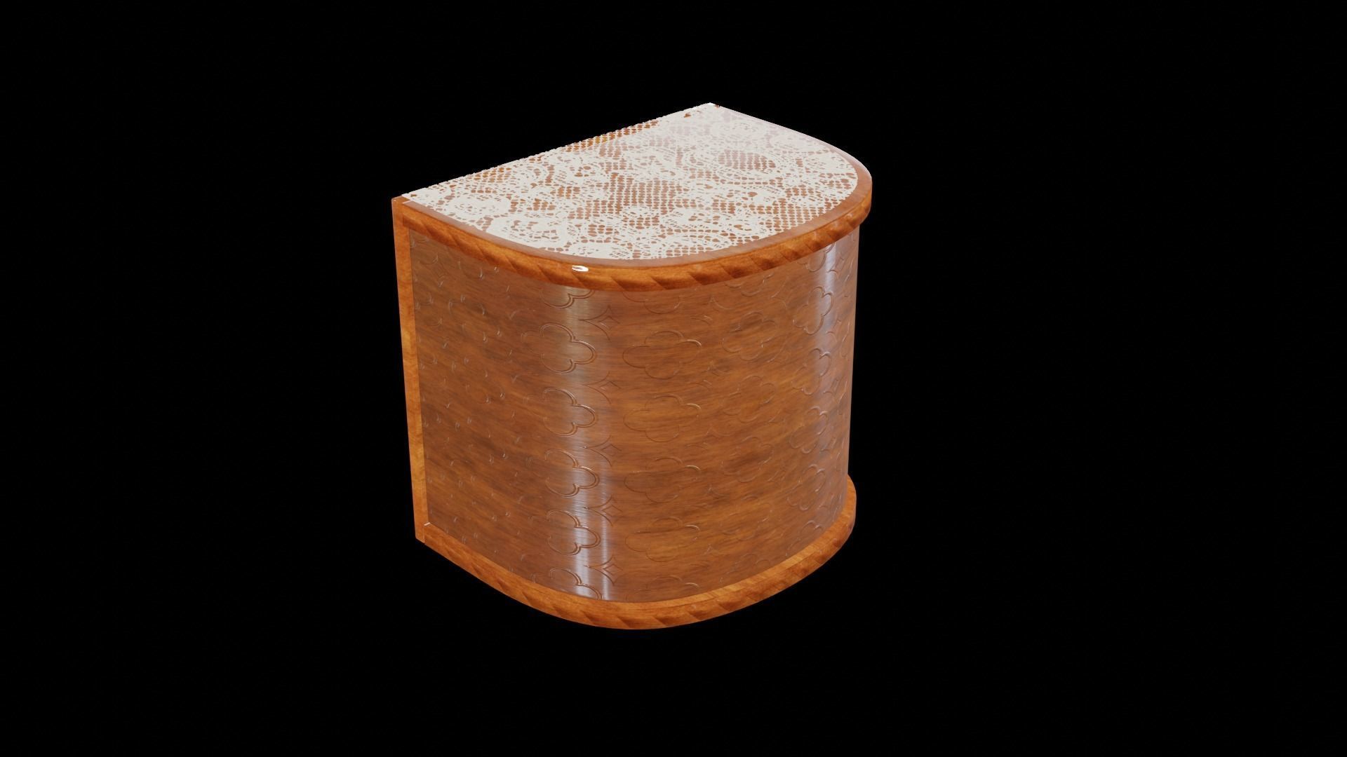 Wooden engraved angular table with classic lace 3D model_14
