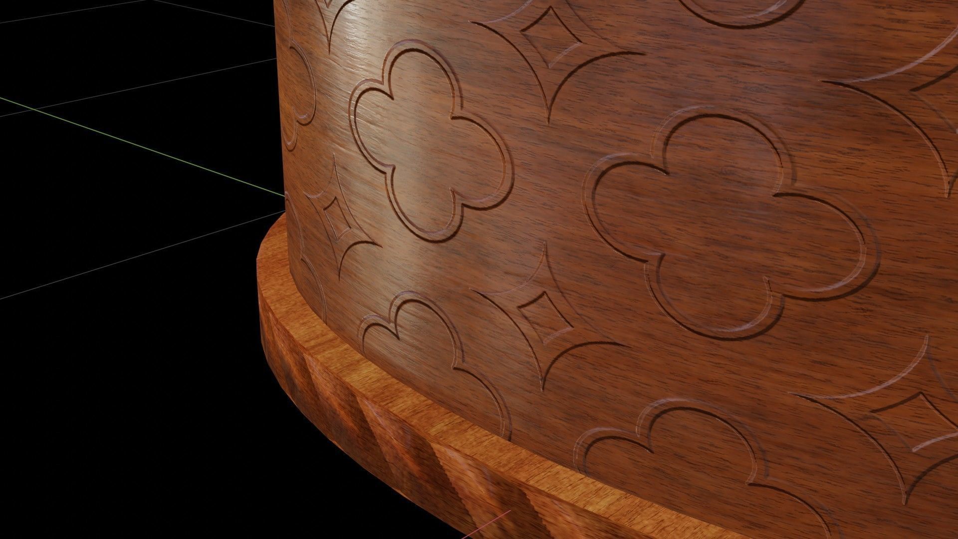 Wooden engraved angular table with classic lace 3D model_9