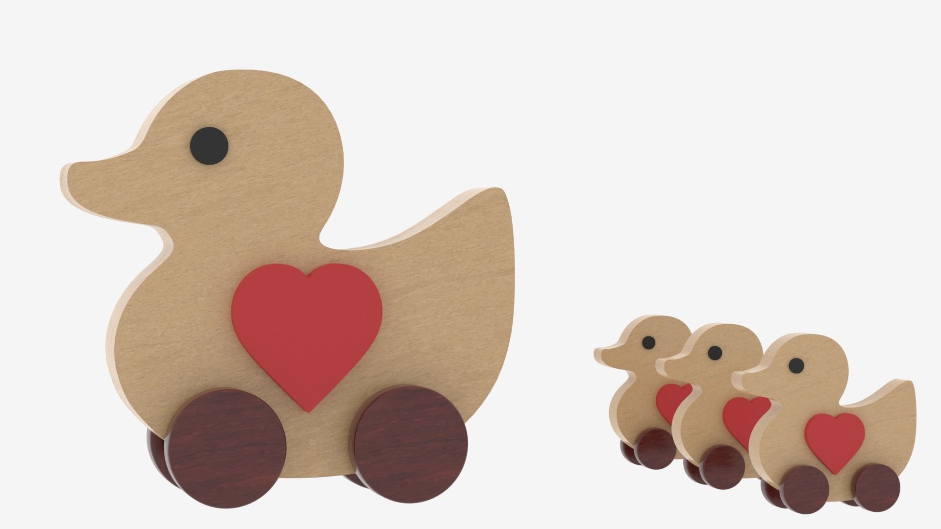 Wooden Toy Duck 3D model_7