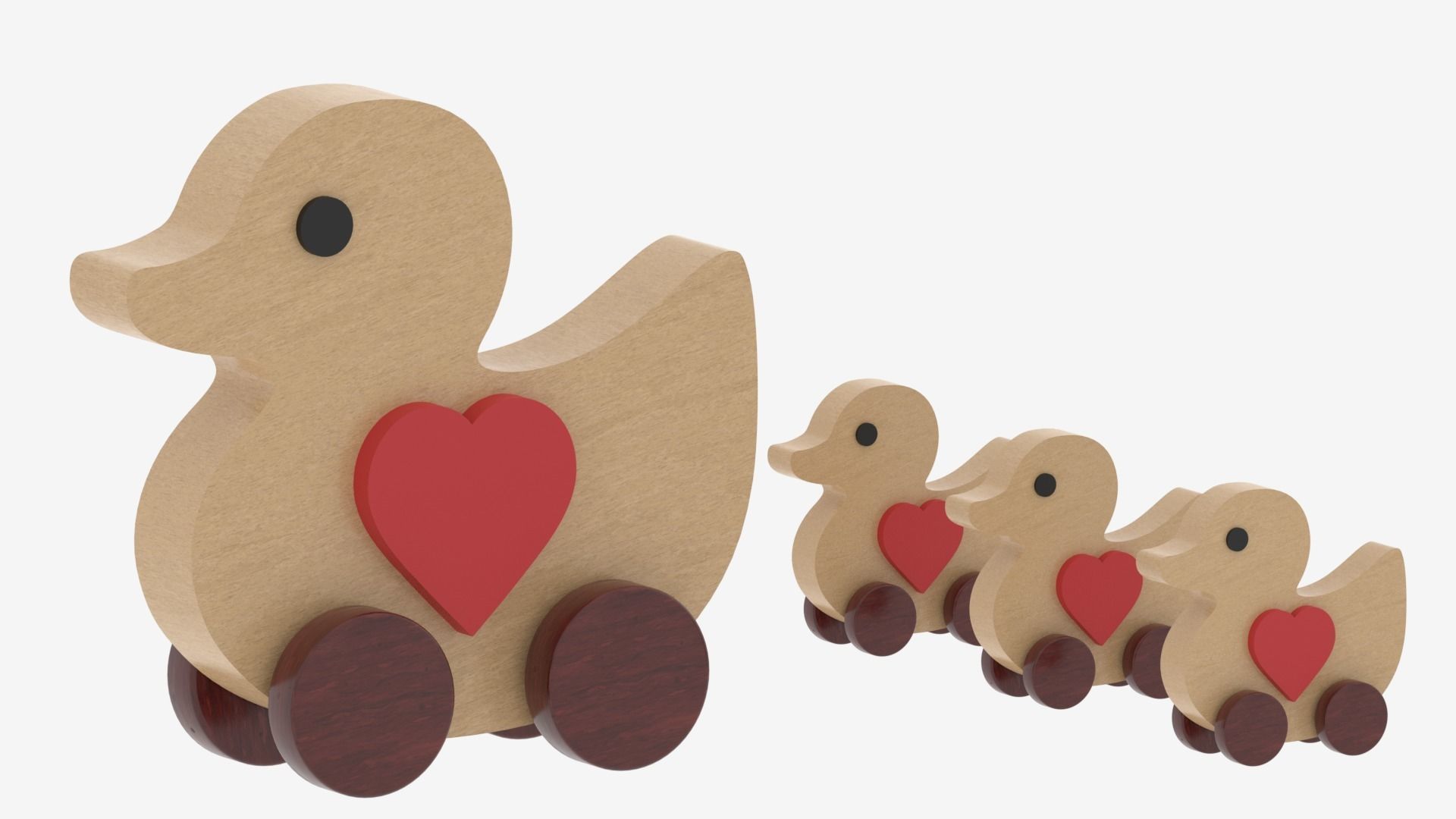 Wooden Toy Duck 3D model_1