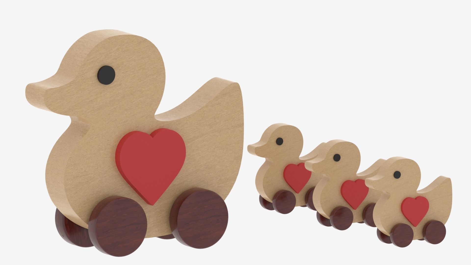Wooden Toy Duck 3D model_4