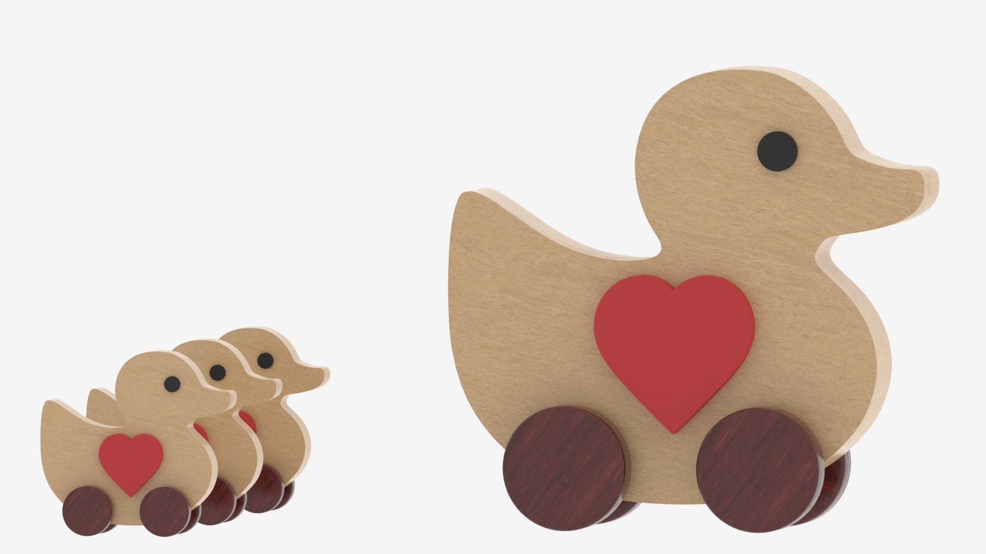 Wooden Toy Duck 3D model_5