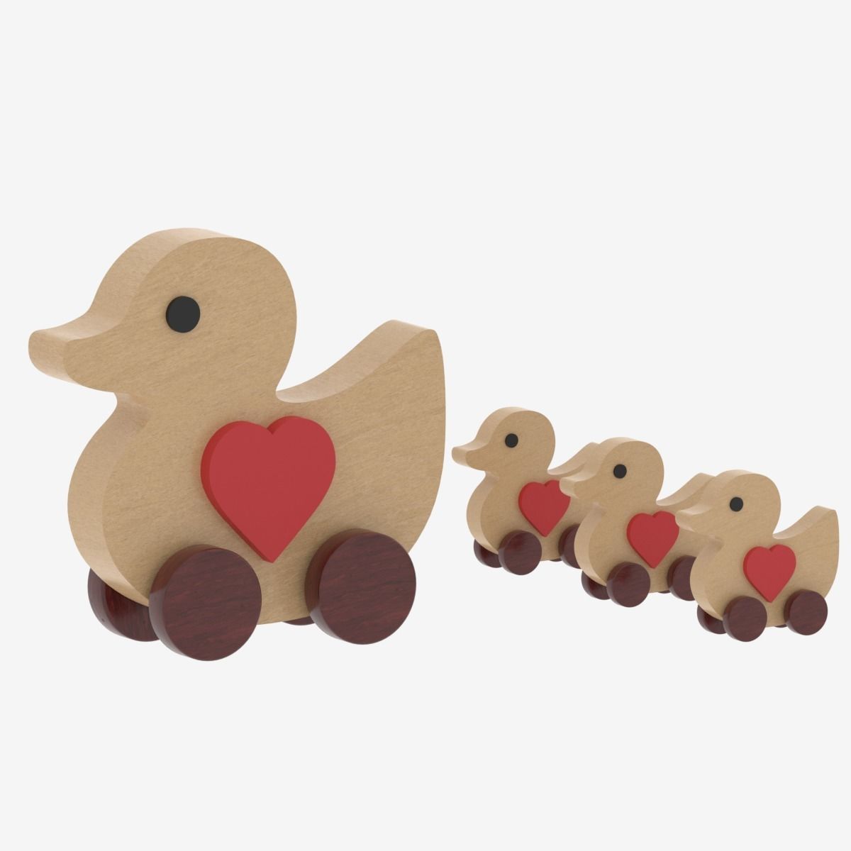 Wooden Toy Duck 3D model_9