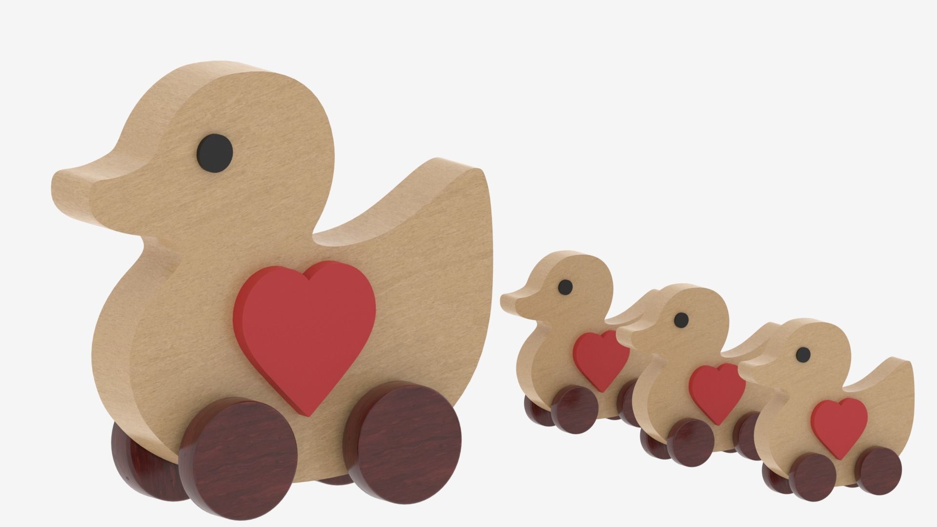 Wooden Toy Duck 3D model_3