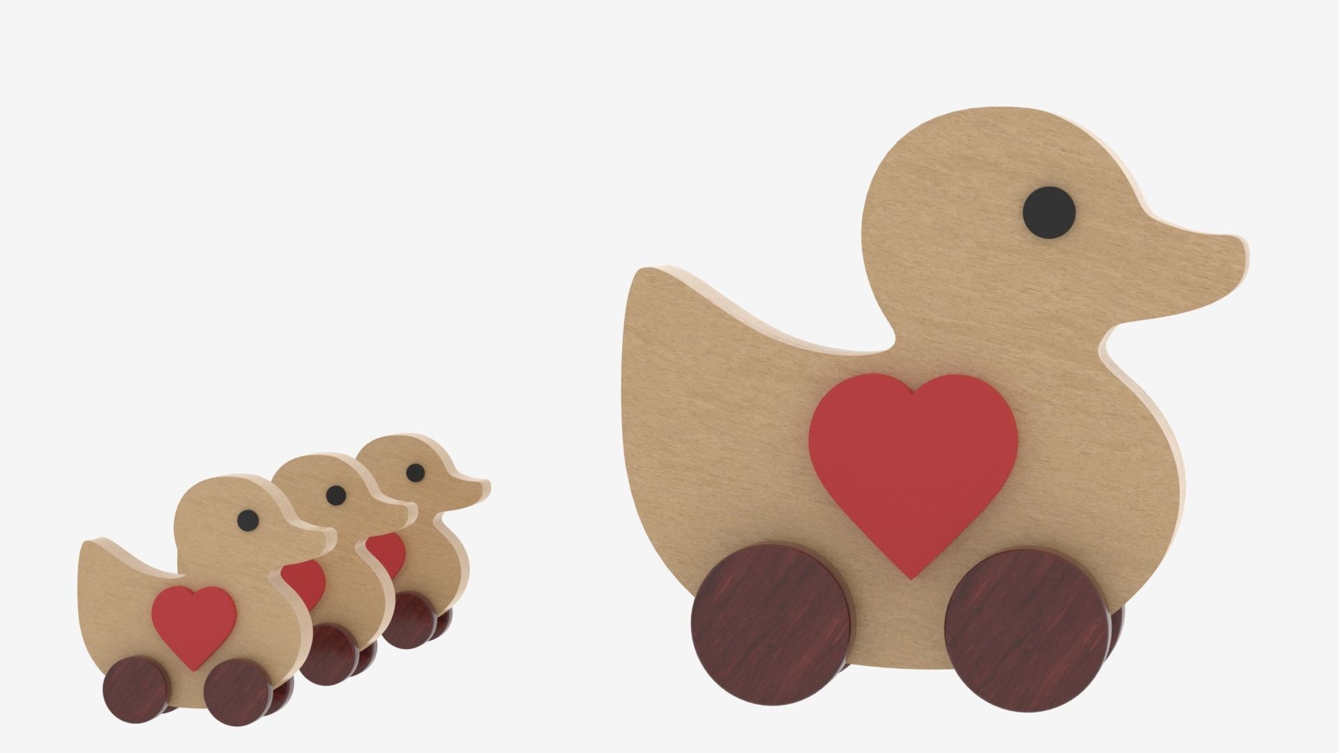 Wooden Toy Duck 3D model_6