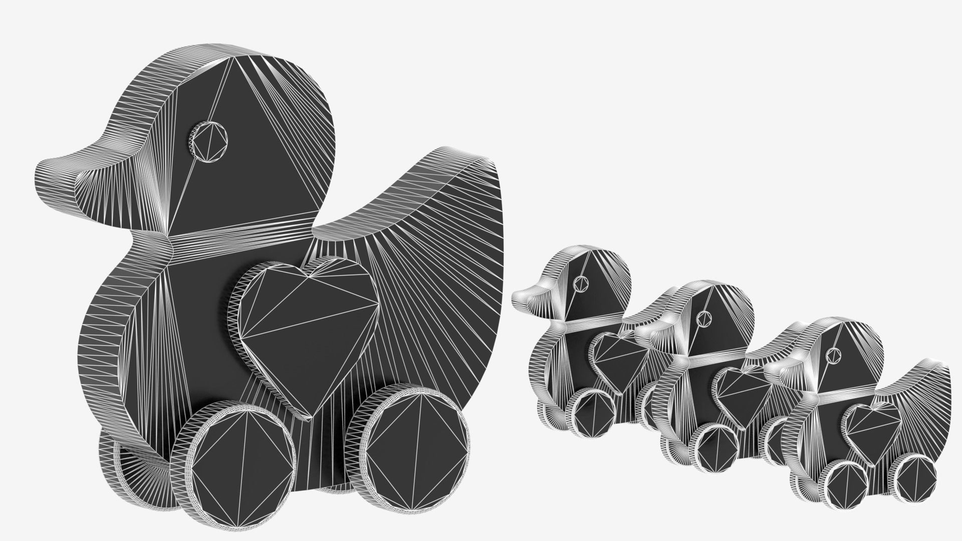 Wooden Toy Duck 3D model_2