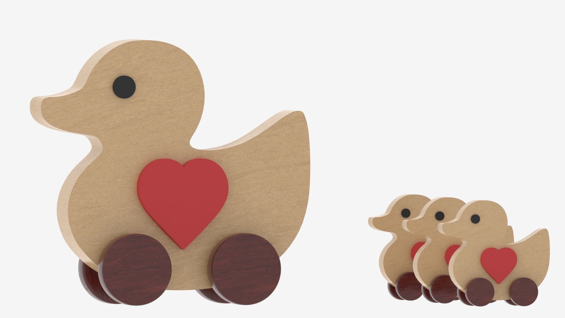Wooden Toy Duck 3D model_8