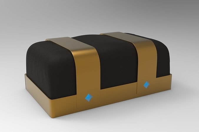 Cushion gold chest Low-poly 3D model