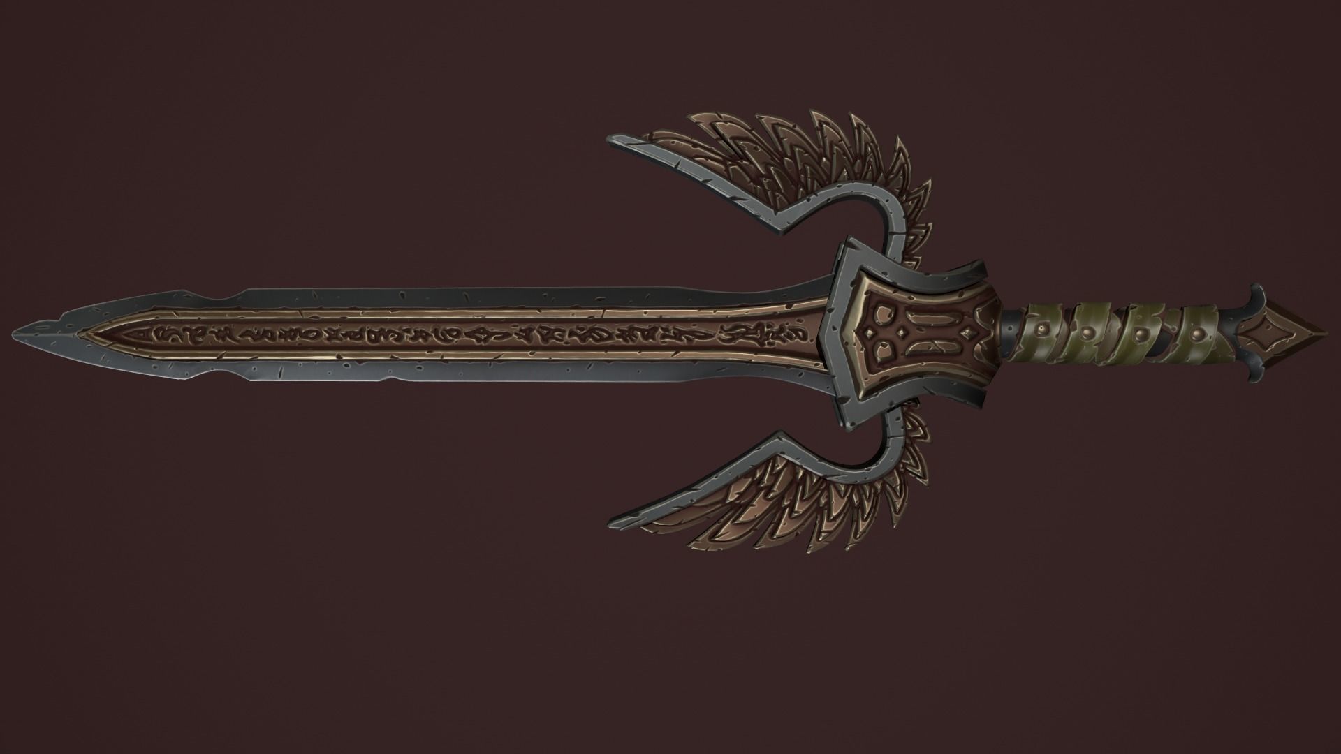 Rune sword Low-poly 3D model_14