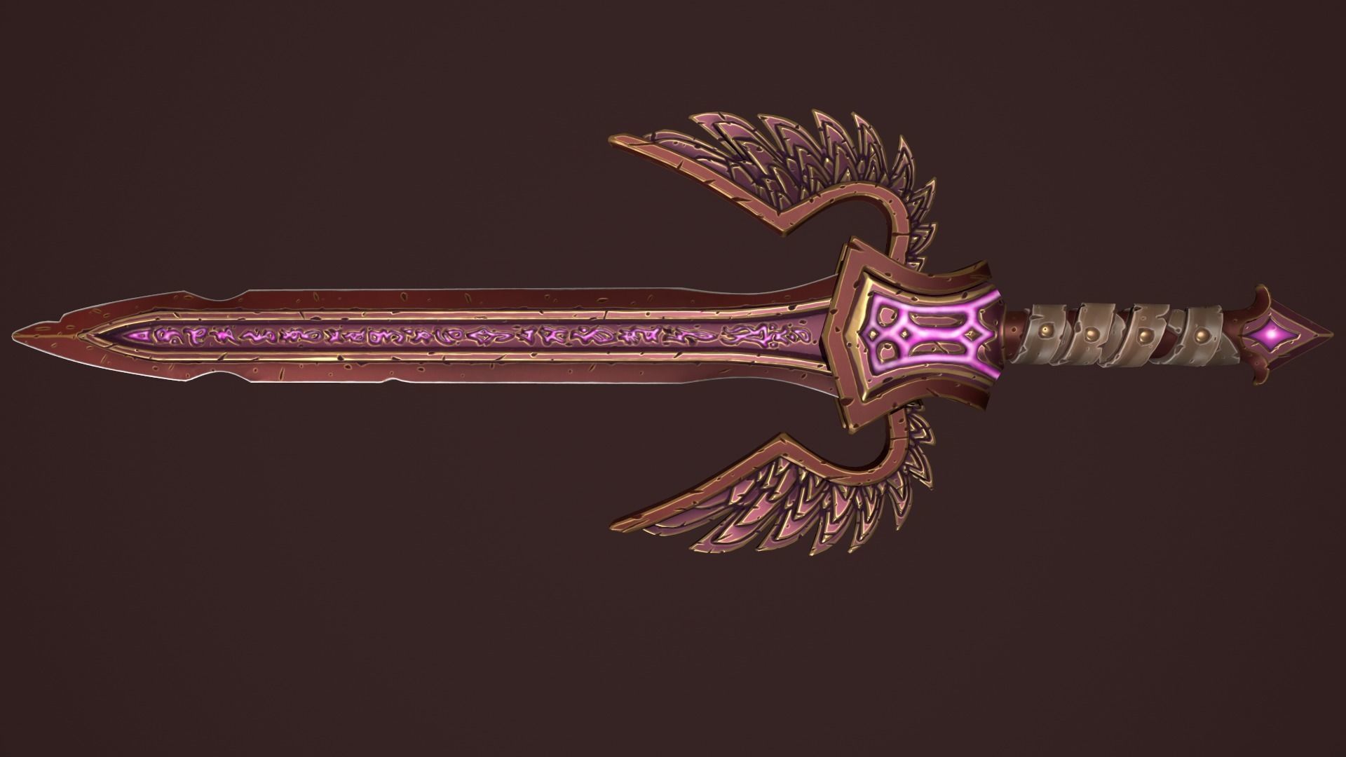 Rune sword Low-poly 3D model_13