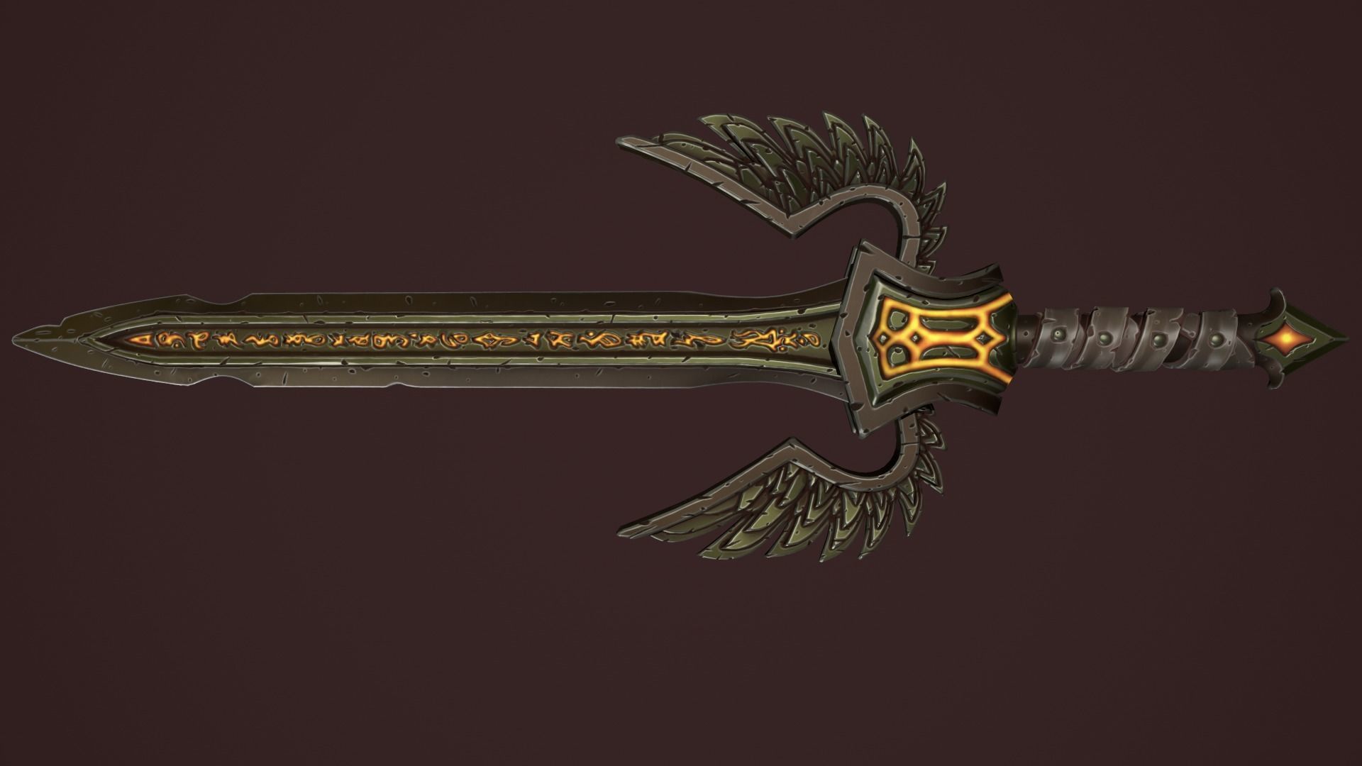 Rune sword Low-poly 3D model_17