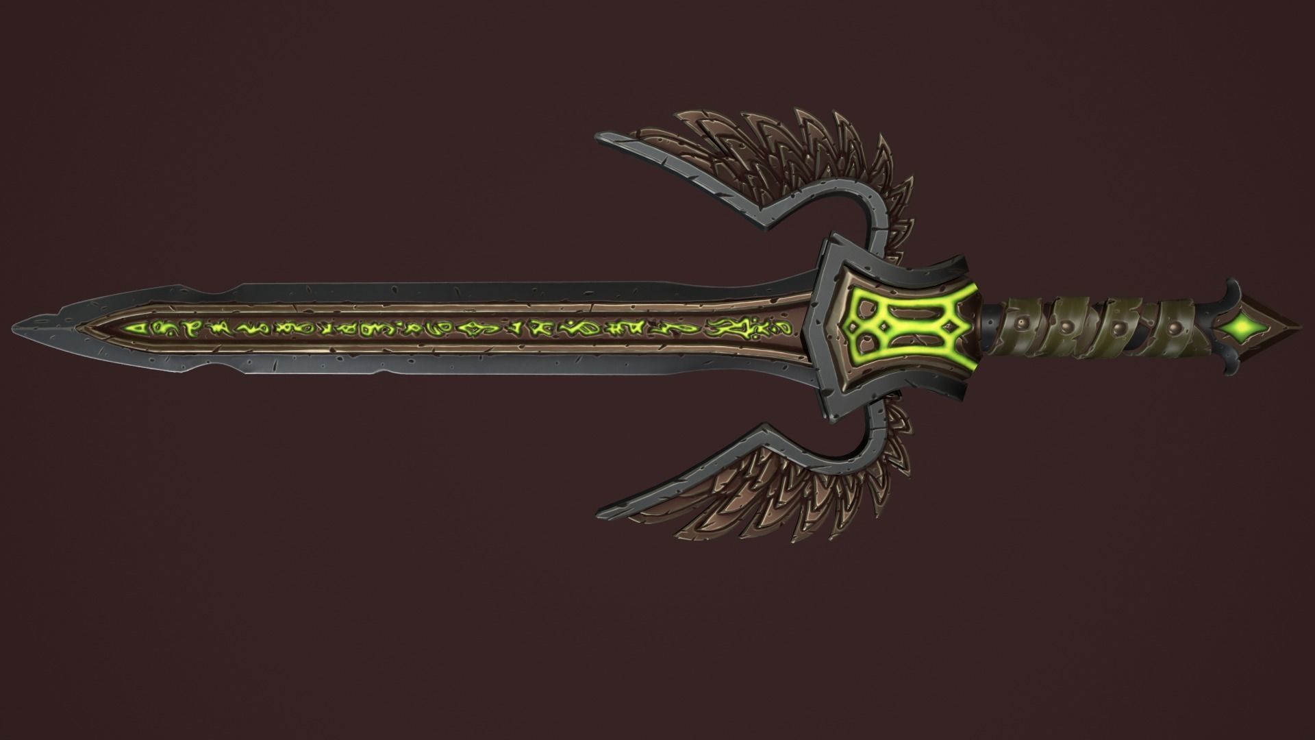 Rune sword Low-poly 3D model_15