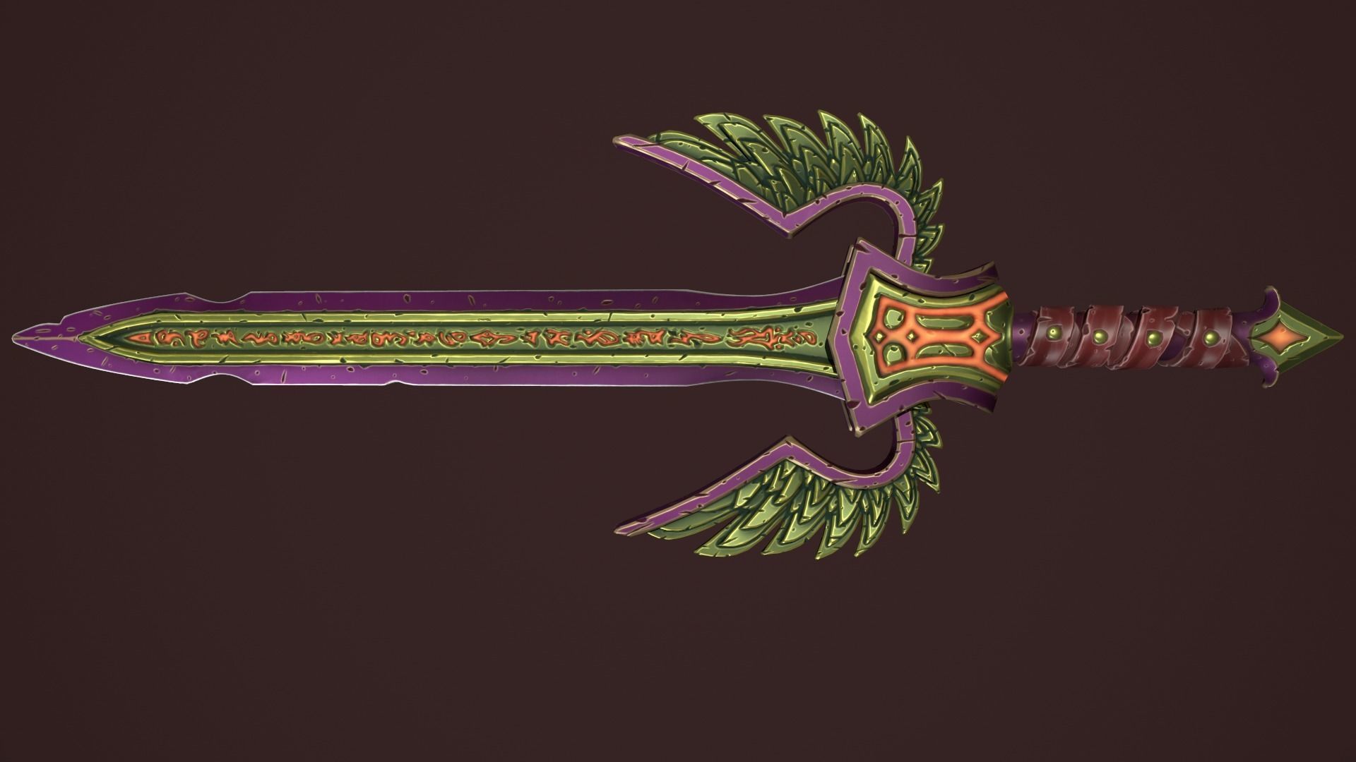 Rune sword Low-poly 3D model_11